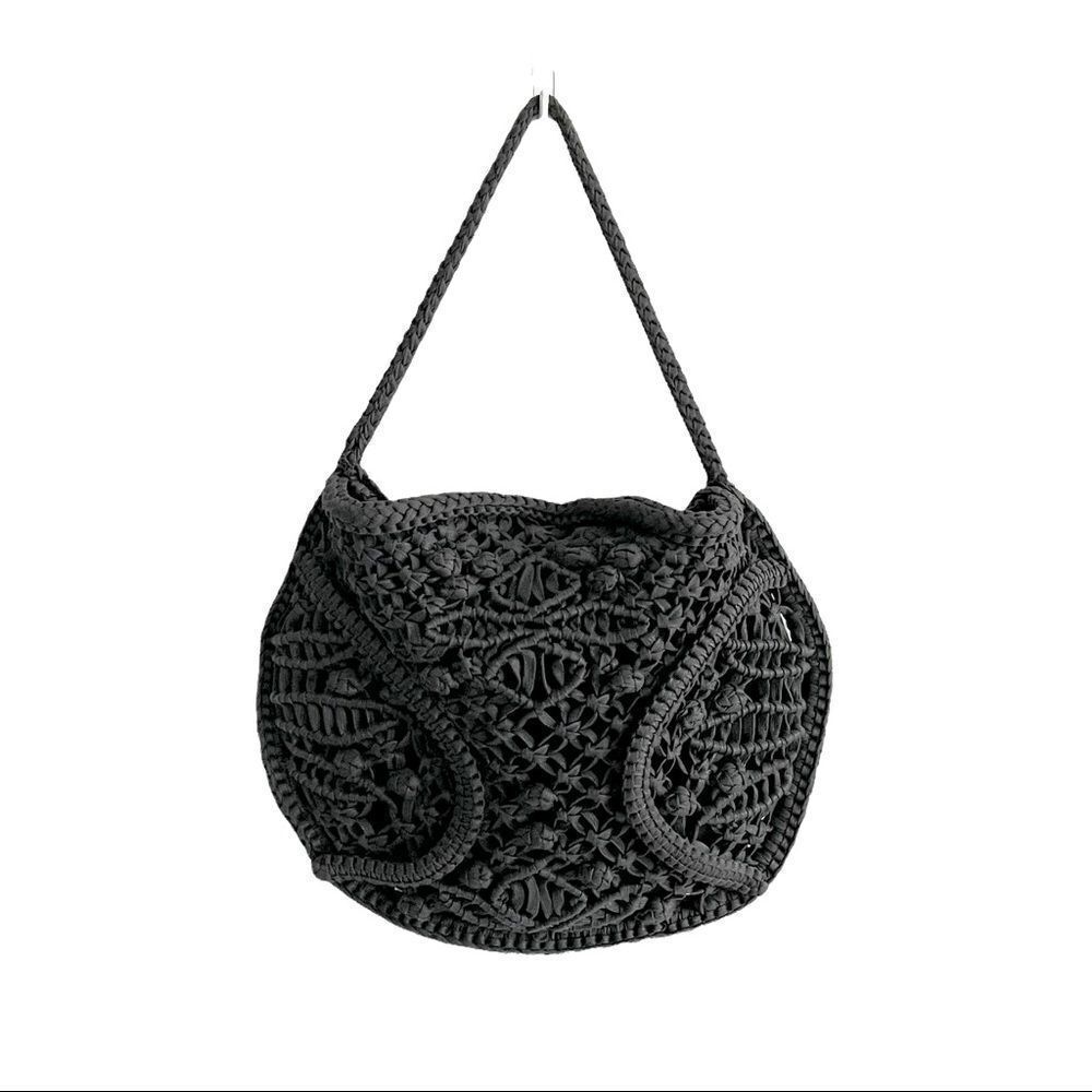 MADE On Earth For David & Scotti Boho Macramé Bag Purse Black - Picture 7 of 11